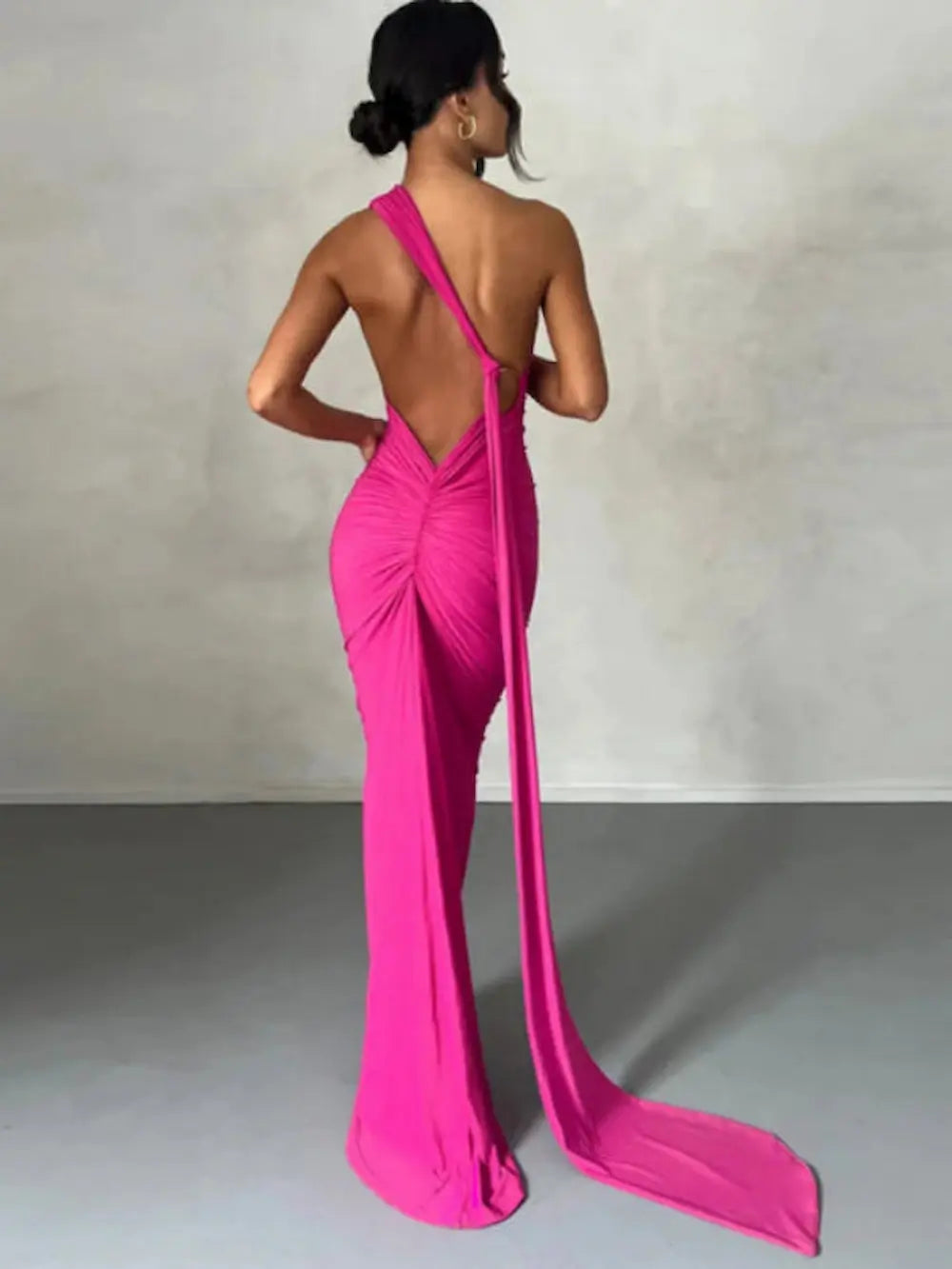 Mozision Backless Maxi Dress - Sleeveless Summer Gown with Back Strap & Ruched Detail. - Easy Shop Brand