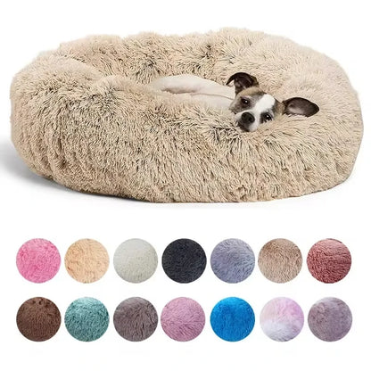 Round Plush Pet Bed - Soft Dog & Cat House for Medium to Large Pets (40-90cm)