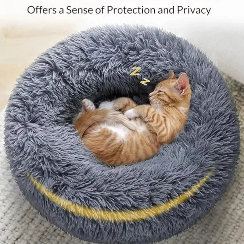 Round Plush Pet Bed - Soft Dog & Cat House for Medium to Large Pets (40-90cm)