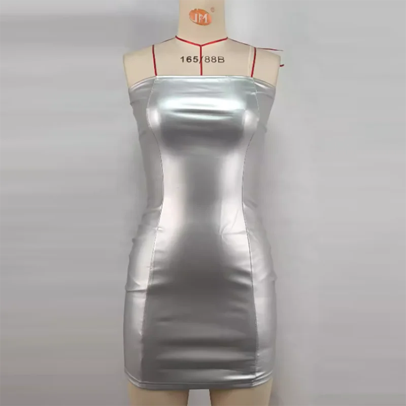 Summer Off Shoulder PU Leather Bodycon Mini Dress - Strapless Slim Fit Party Dress for Women