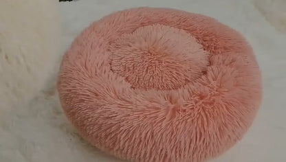 Round Plush Pet Bed - Soft Dog & Cat House for Medium to Large Pets (40-90cm)